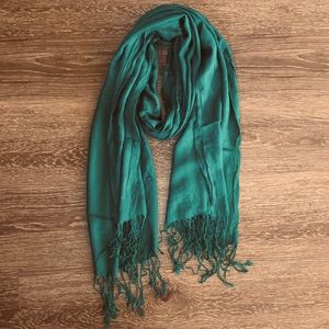 teal shawl fringe scarf